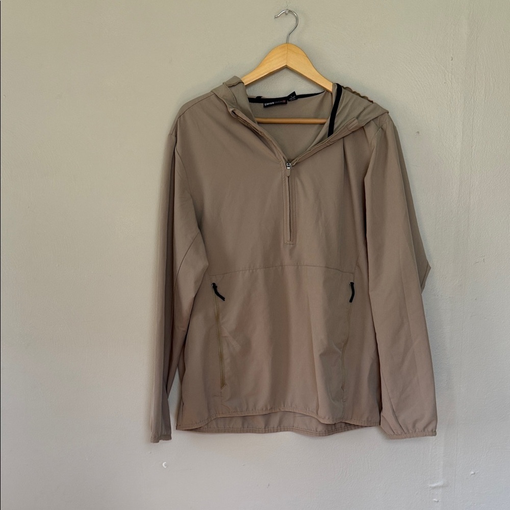 Swiss Tech Tan Hooded Half-Zip Jacket